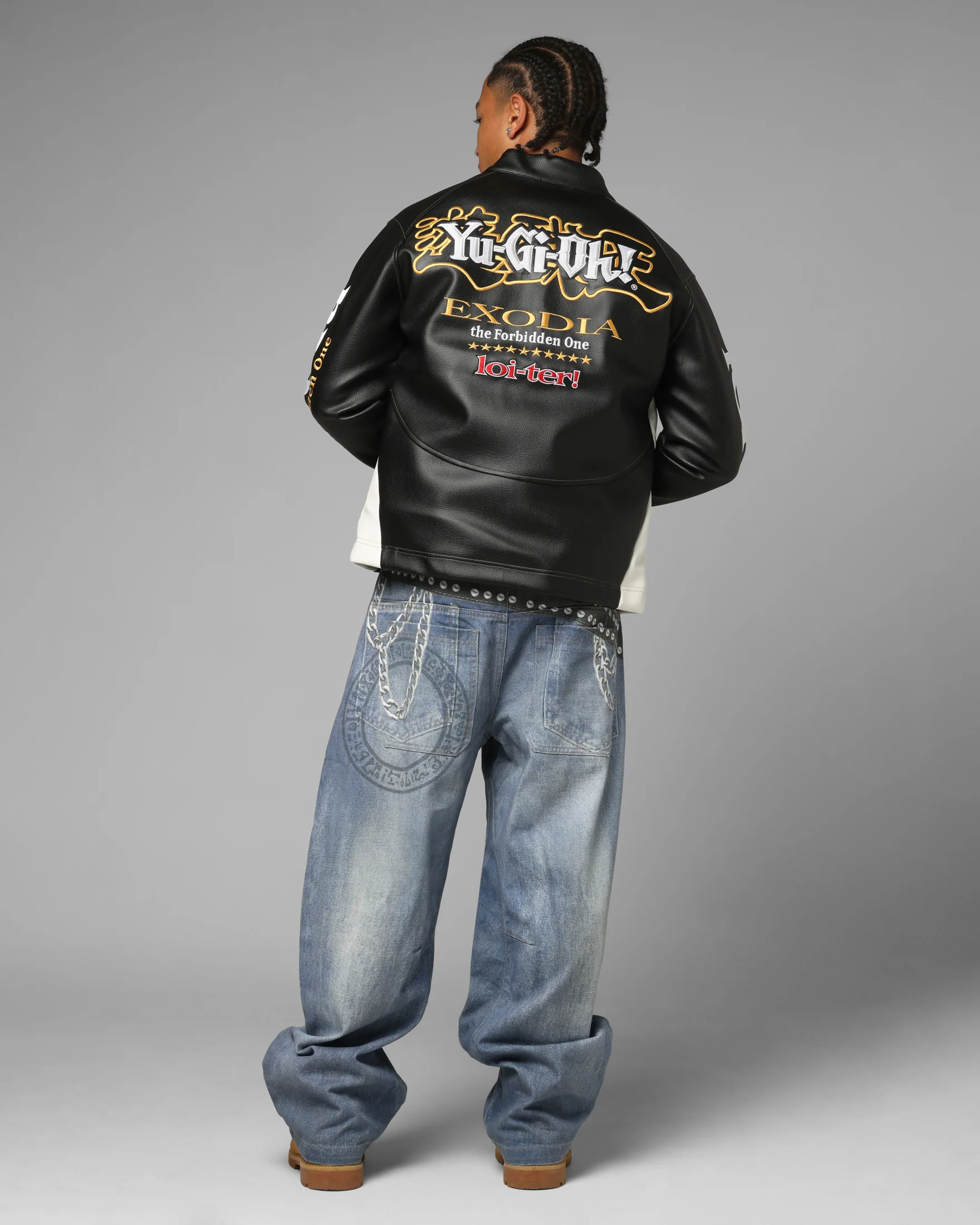 Loiter X Yu-Gi-Oh! Exodia Biker Jacket Black/Off White - Image 4