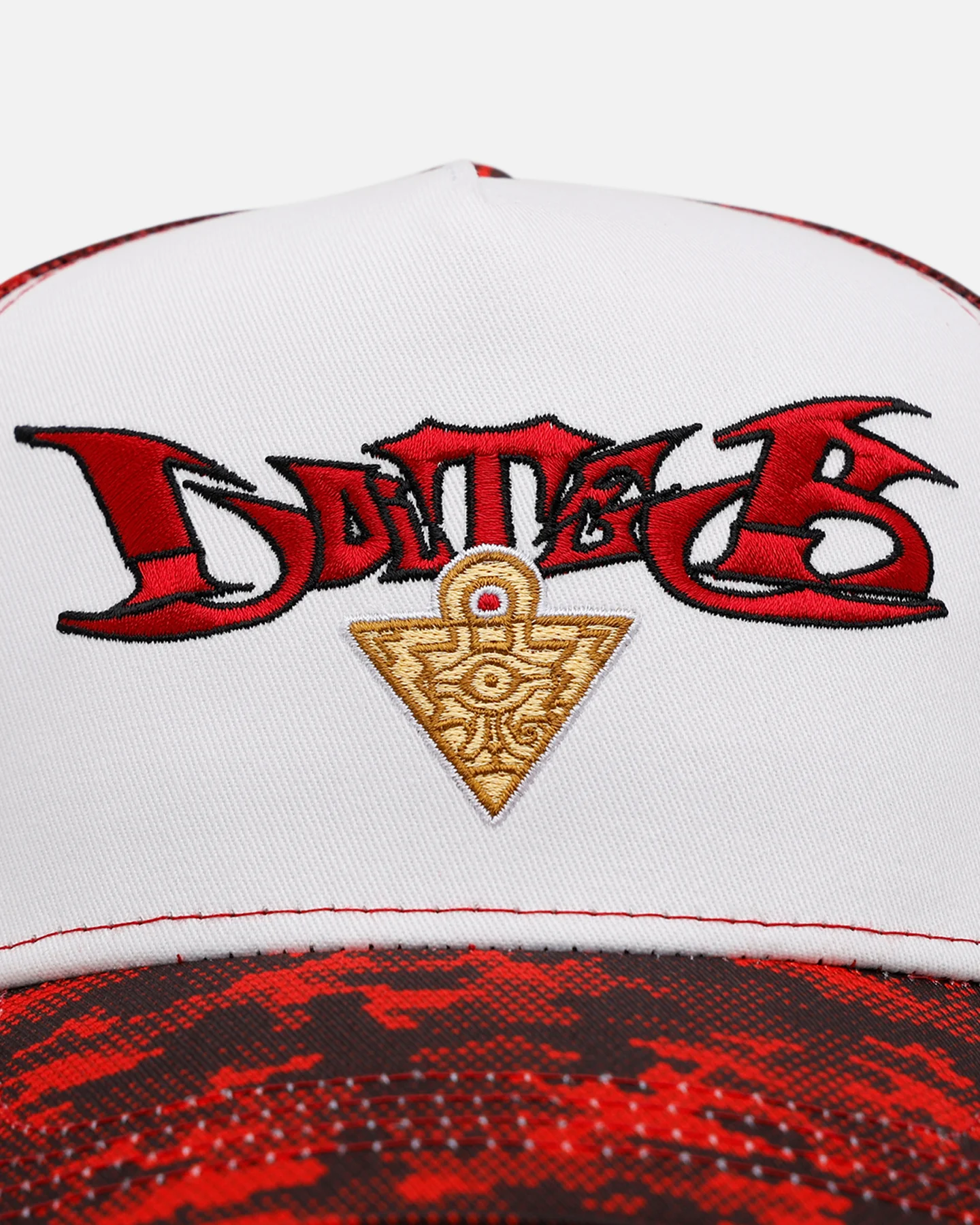 Loiter X Yu-Gi-Oh! Slifer The Sky Dragon Trucker Snapback Hat Red Camo - Image 5