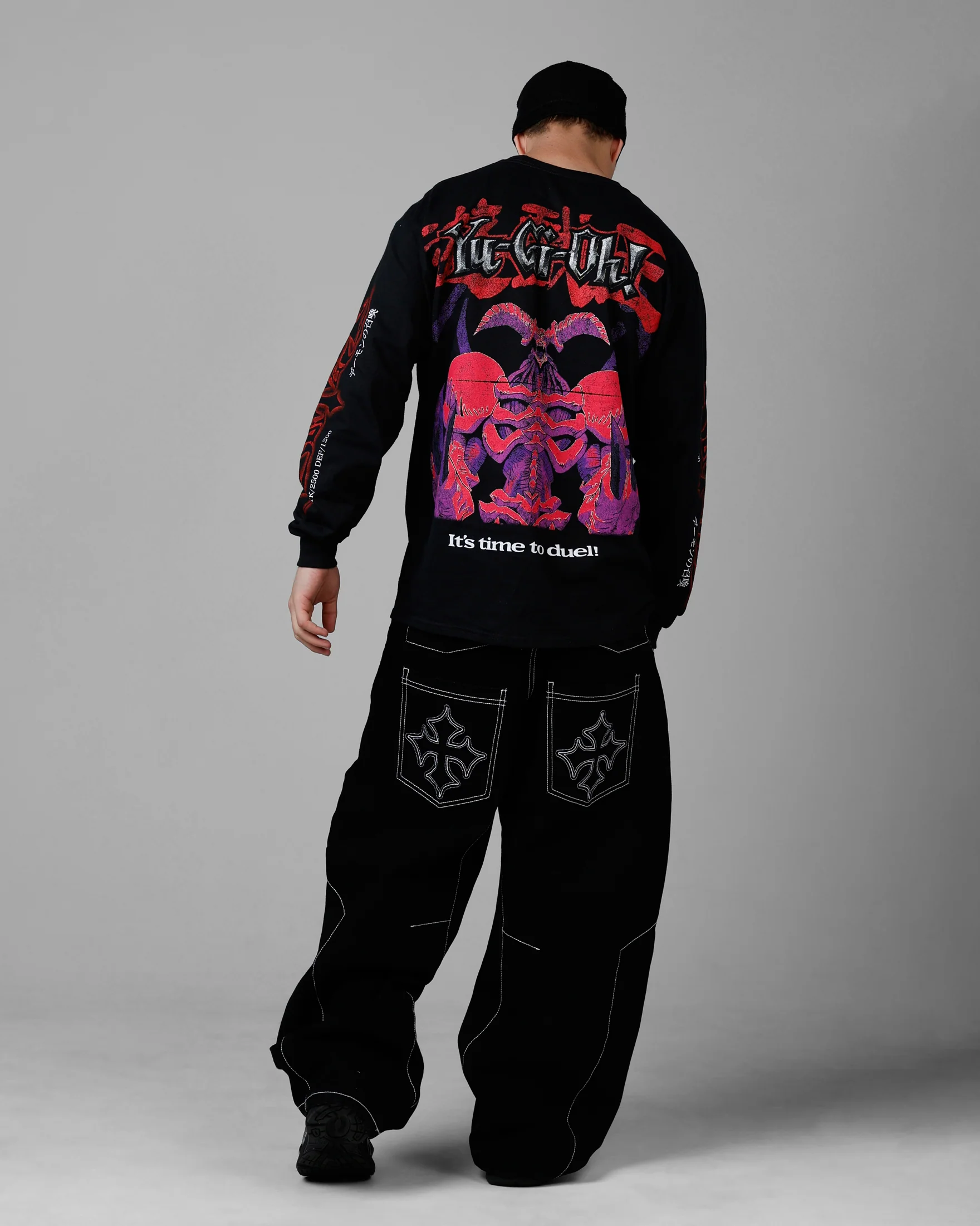 Loiter X Yu-Gi-Oh! Summoned Skull Long Sleeve T-Shirt Black - Image 6