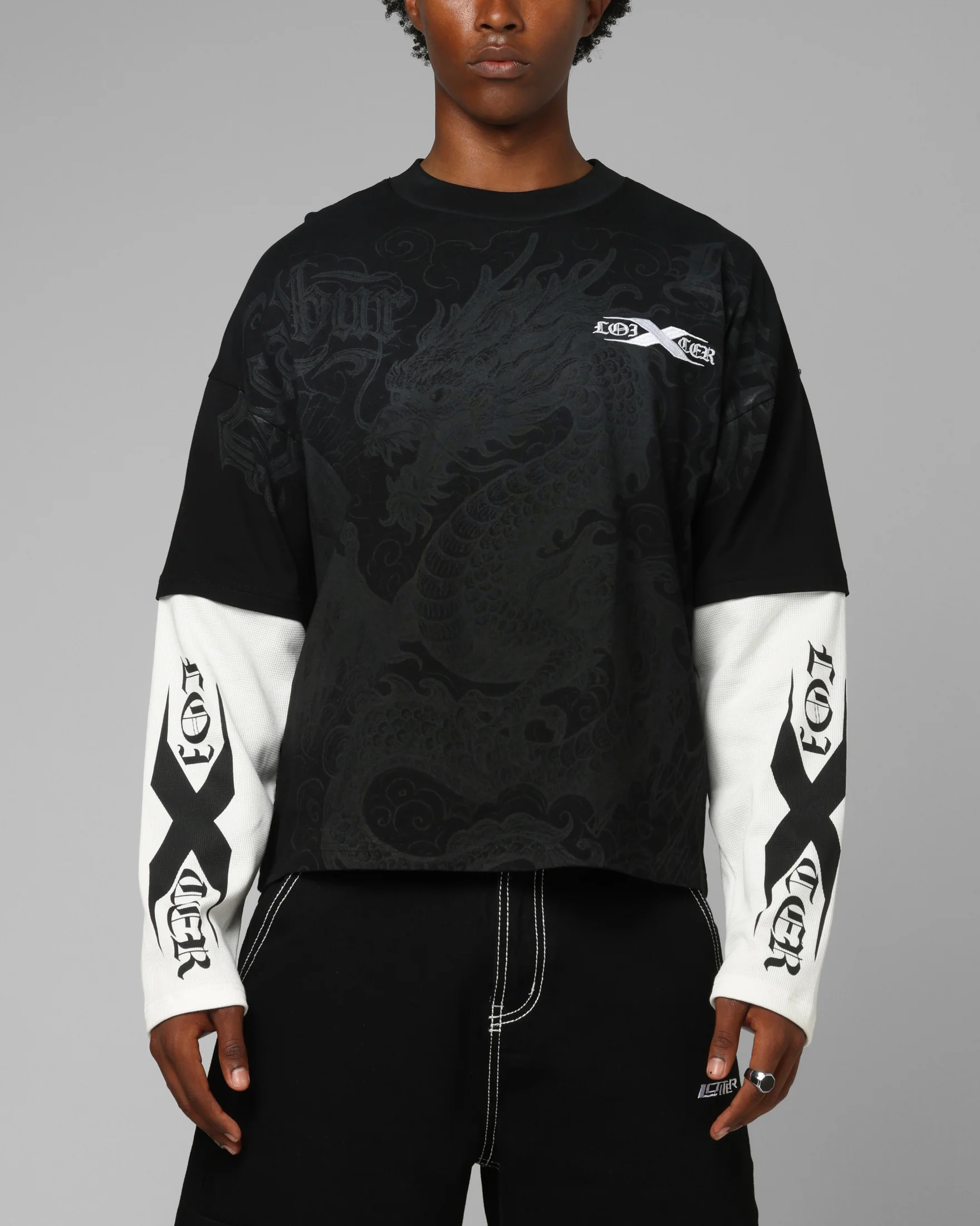 Loiter Xplicit Layered Long Sleeve T-Shirt Black - Image 2