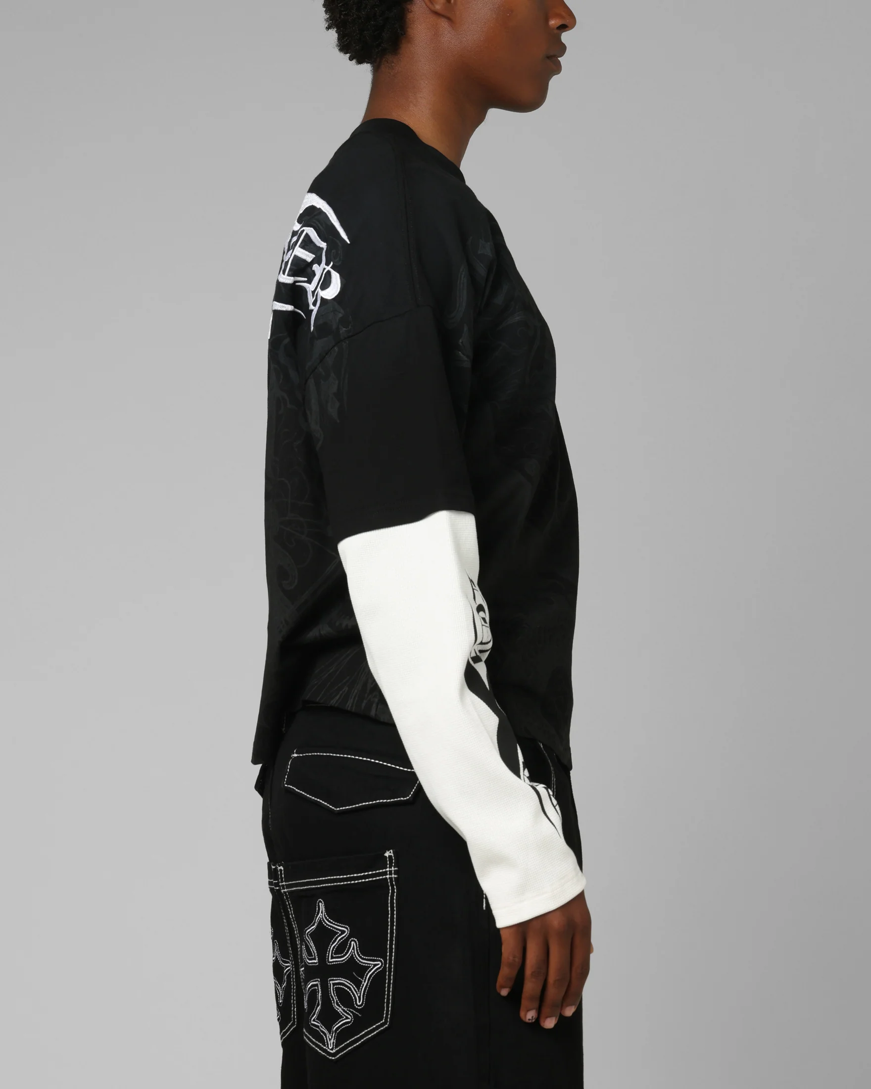 Loiter Xplicit Layered Long Sleeve T-Shirt Black - Image 5