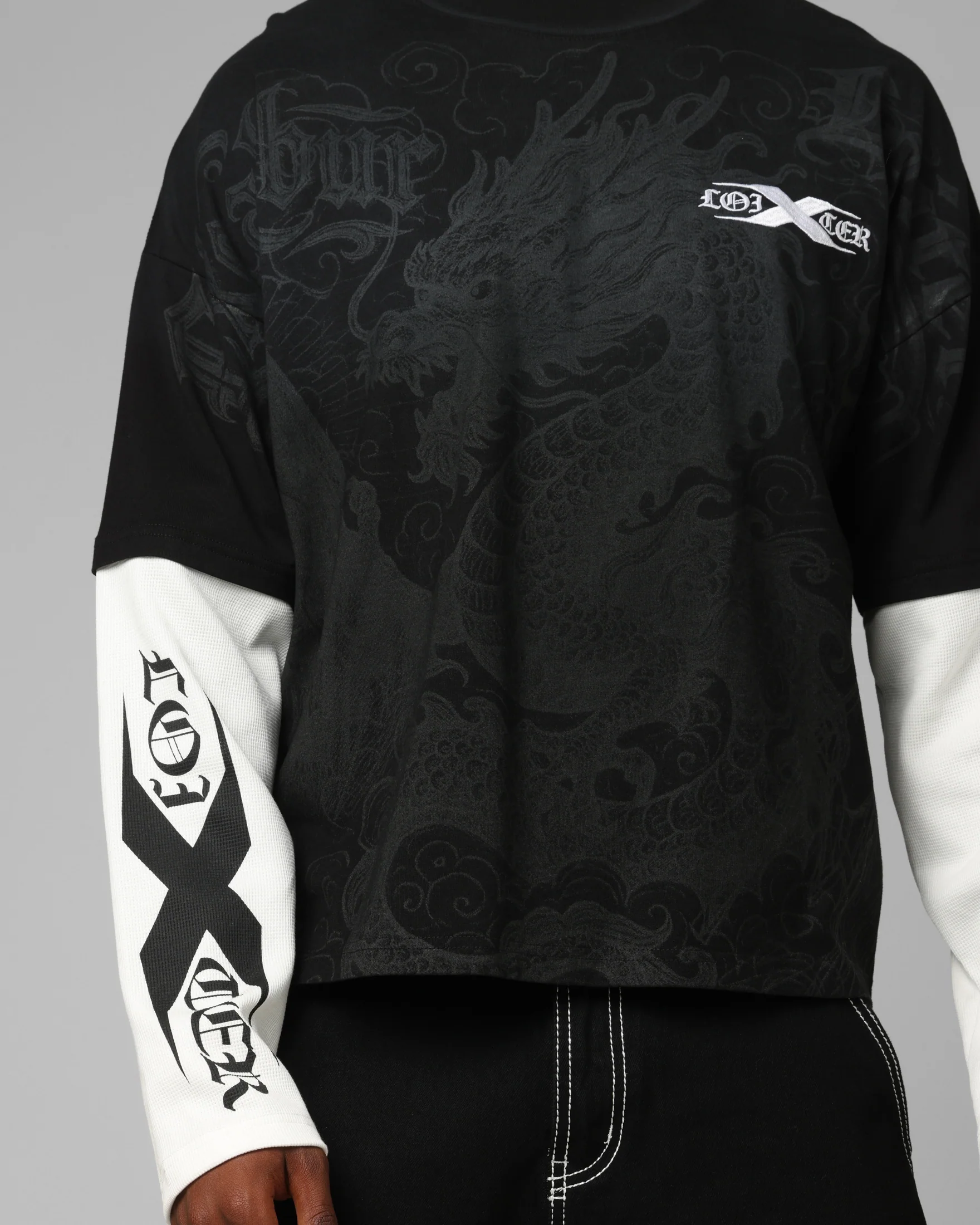 Loiter Xplicit Layered Long Sleeve T-Shirt Black - Image 7