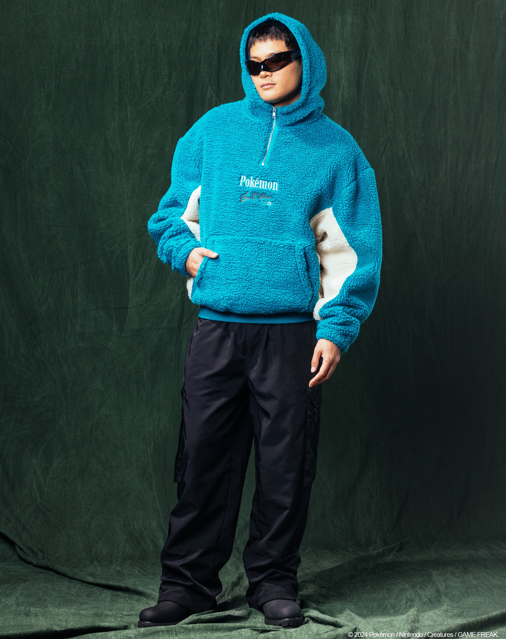 Pokémon By Loiter Snorlax Sherpa Hoodie Green/Off White - Image 4